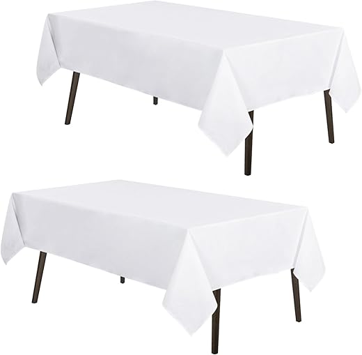 MYSKY HOME White Tablecloth 60x84 Inch Rectangle