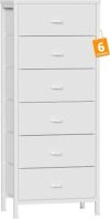 Furnulem White Tall Dresser With 6 Drawers
