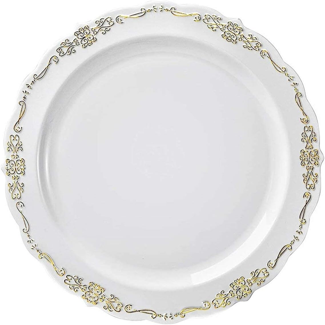 Kaya White Vintage Round Disposable Dinner Plates