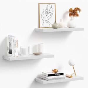 oridom White Wood Floating Shelf Set
