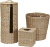 Household Essentials Wicker Bathroom Set: Bin, Holder, Box