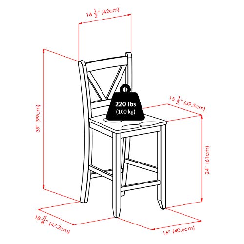 Winsome Victor 2-Piece V-Back Counter Stools - Image 3