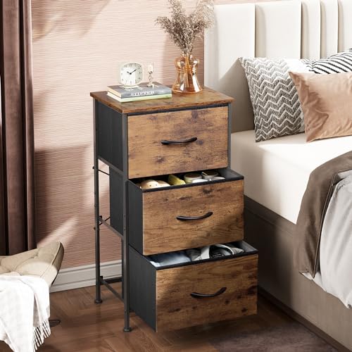 WLIVE Dresser With 3 Drawers, Fabric Nightstand - Image 2