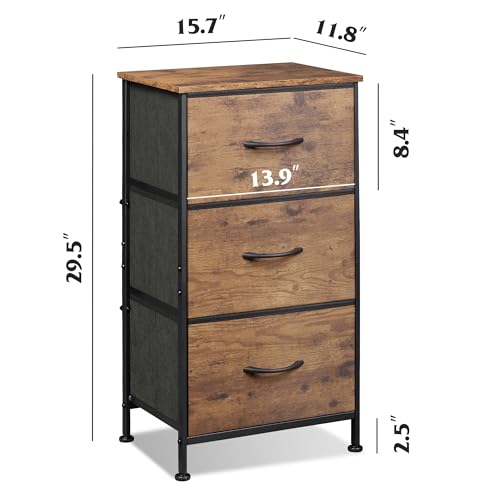 WLIVE Dresser With 3 Drawers, Fabric Nightstand - Image 3