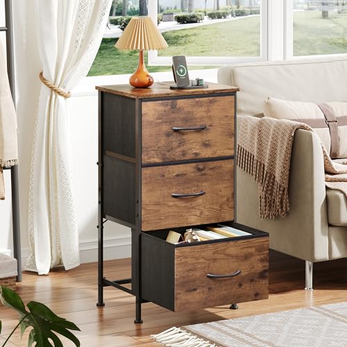 WLIVE Dresser With 3 Drawers, Fabric Nightstand - Image 4