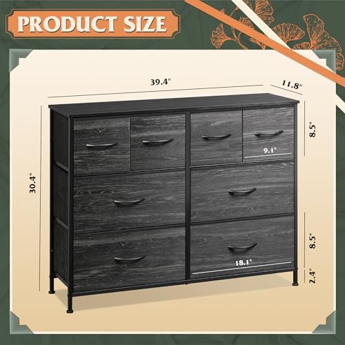 WLIVE Dresser With 8 Drawers, Charcoal Black - Image 3