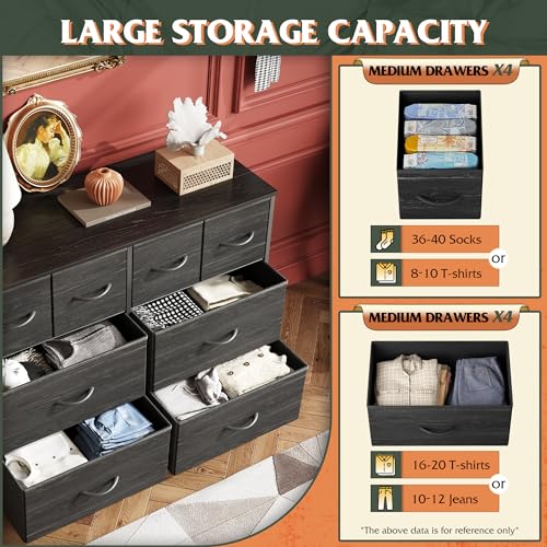 WLIVE Dresser With 8 Drawers, Charcoal Black - Image 5