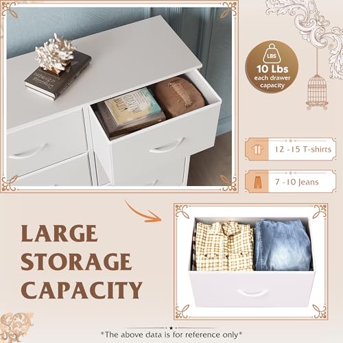 WLIVE White 6 Drawer Double Dresser - Image 4