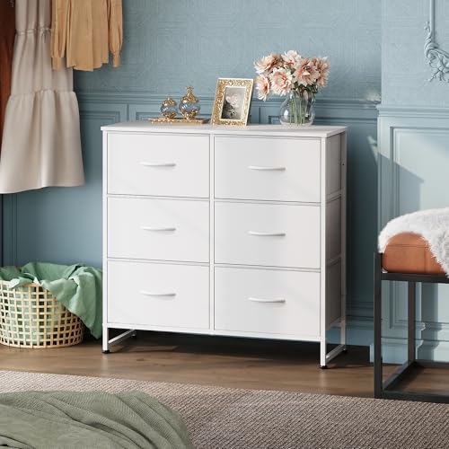 WLIVE White 6 Drawer Double Dresser - Image 2
