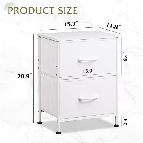 WLIVE White Nightstand With Fabric Drawers - Image 3