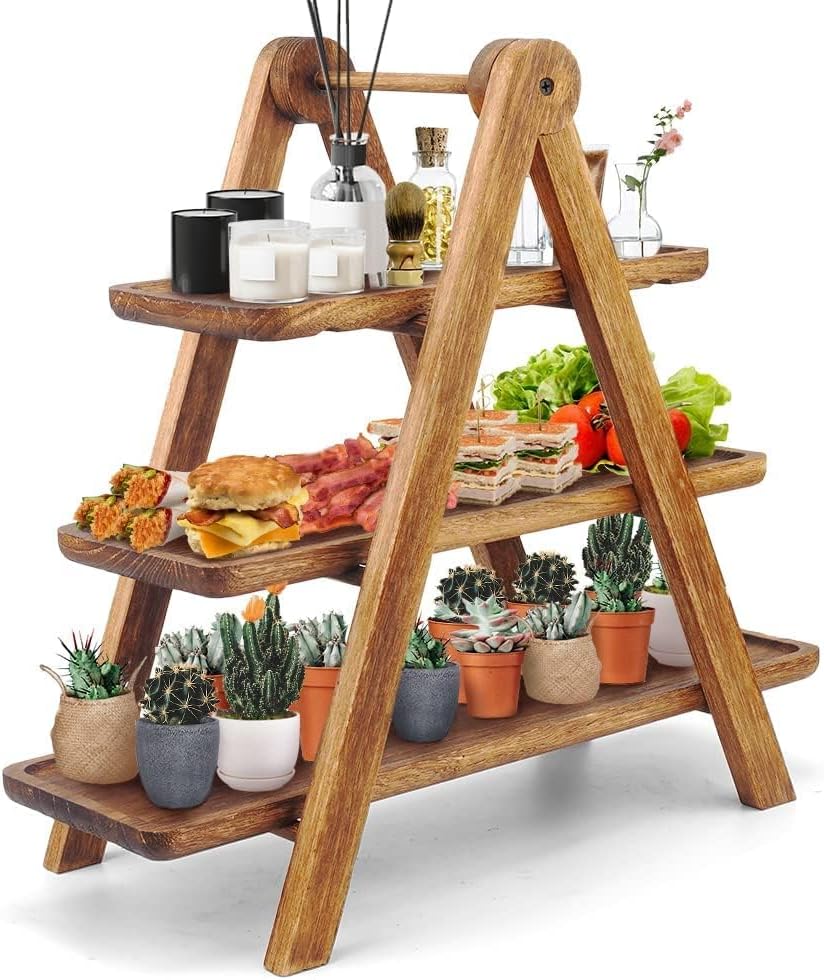Manspdier Wood 3 Tier Serving Tray Stand