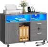 YITAHOME Wood File Cabinet With LED Light
