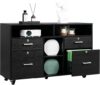 VINGLI Wood Mobile File Cabinet With Shelves