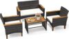 YITAHOME Wooden Armrest 4-Piece Patio Furniture Set