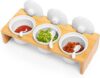DD DEFINED DECO Wooden Condiment Set-Ceramic Chip And Dip