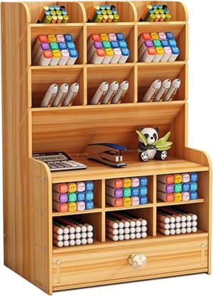 Marbrasse Wooden Desk Organizer B16-Cherry Color