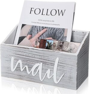 Jetec Wooden Mail Organizer Rustic Holder