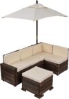 KidKraft Wooden Outdoor Sectional Ottoman & Umbrella Set