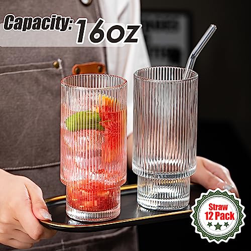 wookgreat Origami Style Glass Cups, 16oz, 12 Pcs - Image 2