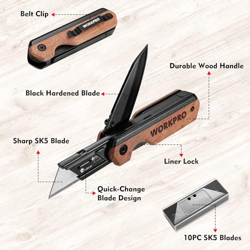 WORKPRO 2-in-1 Folding Utility Knife With Blades - Image 3