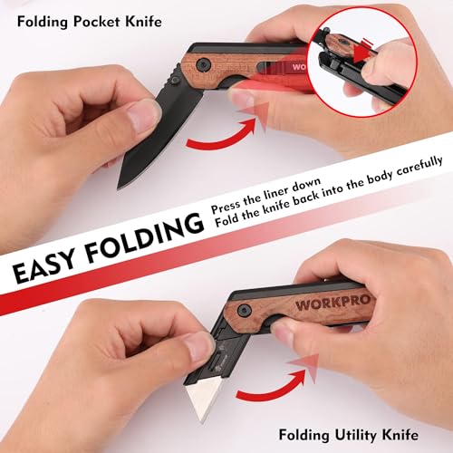 WORKPRO 2-in-1 Folding Utility Knife With Blades - Image 4