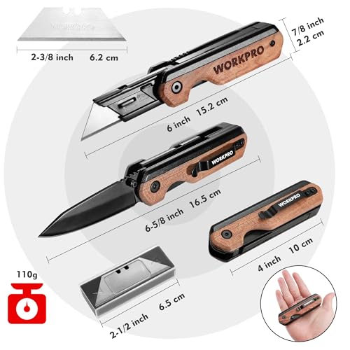 WORKPRO 2-in-1 Folding Utility Knife With Blades - Image 2