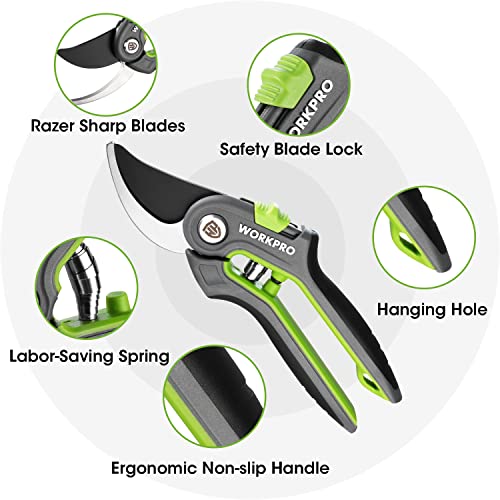 WORKPRO Garden Pruning Shears 2 Pack, 8" Bypass - Image 3