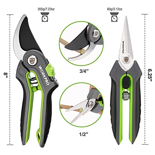 WORKPRO Garden Pruning Shears 2 Pack, 8" Bypass - Image 5