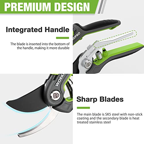 WORKPRO Garden Pruning Shears 2 Pack, 8" Bypass - Image 2
