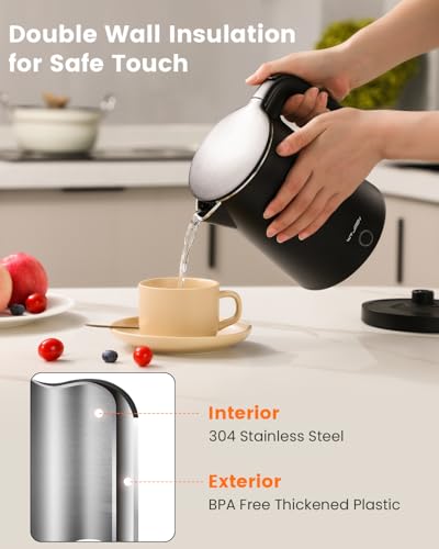 WTJMOV Electric Kettle Stainless Steel, 1.0L - Image 2