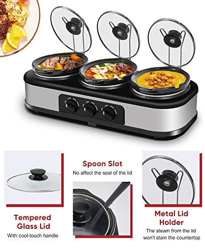 X WINDAZE Triple Slow Cooker With Lid Rests - Image 2