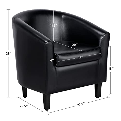 Yaheetech Faux Leather Club Chairs Set, Black - Image 3