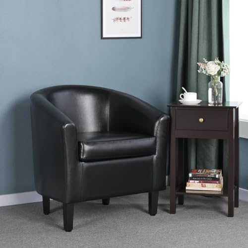 Yaheetech Faux Leather Club Chairs Set, Black - Image 4