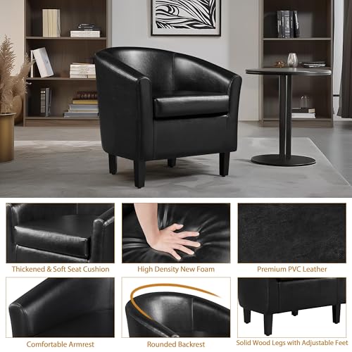 Yaheetech Faux Leather Club Chairs Set, Black - Image 5