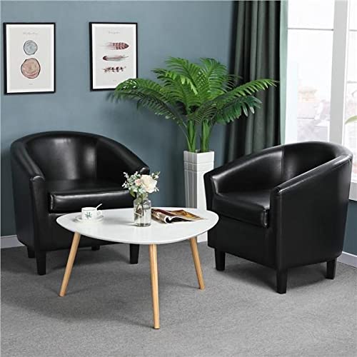 Yaheetech Faux Leather Club Chairs Set, Black - Image 2