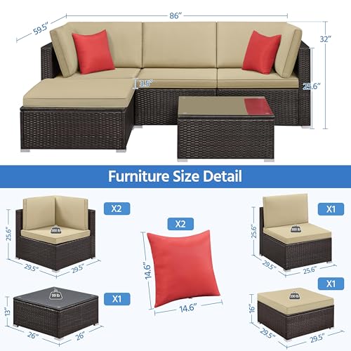 Yaheetech Patio Furniture Set, 5-Piece Rattan Wicker - Image 3