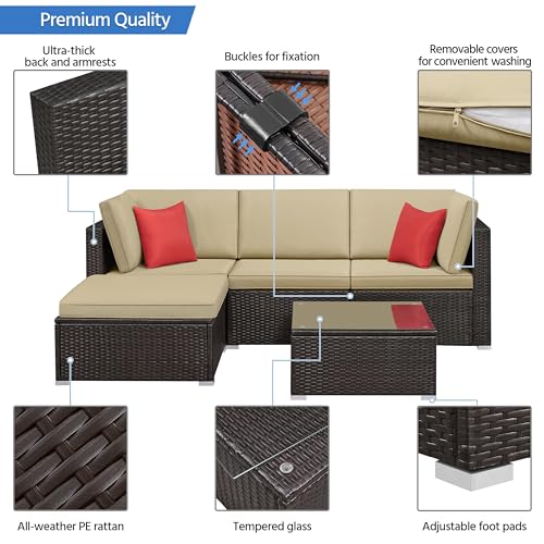 Yaheetech Patio Furniture Set, 5-Piece Rattan Wicker - Image 4