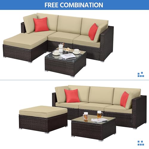 Yaheetech Patio Furniture Set, 5-Piece Rattan Wicker - Image 5
