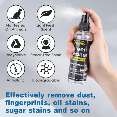 YesBes Screen Cleaner Spray 16oz with Cloths - Image 5