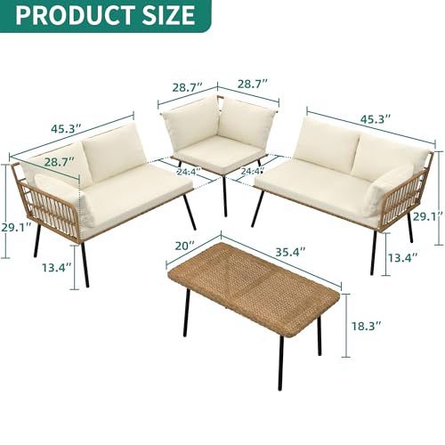 YITAHOME 4-Piece Patio Furniture Set, Outdoor Sectional Sofa - Image 4