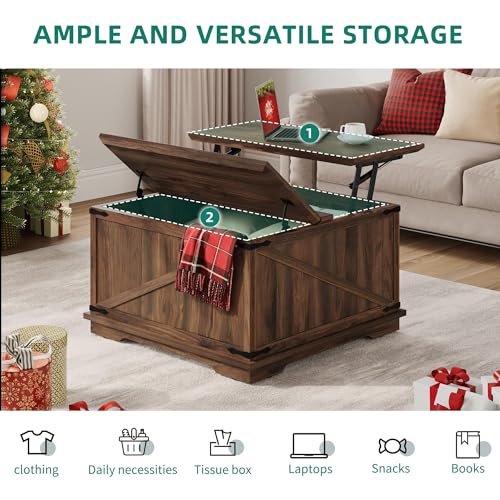 YITAHOME Farmhouse Lift Top Coffee Table - Image 5