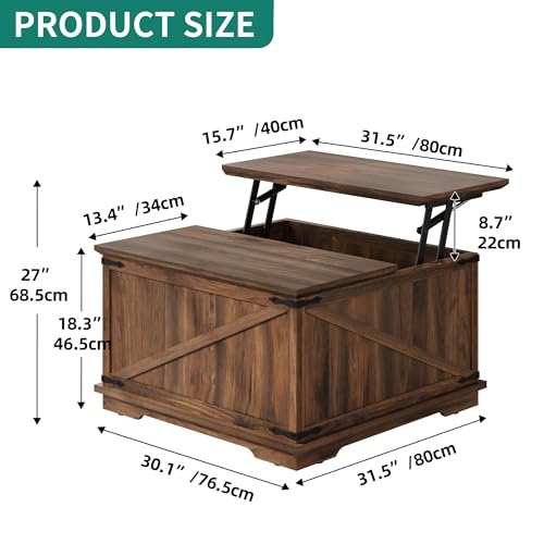 YITAHOME Farmhouse Lift Top Coffee Table - Image 2