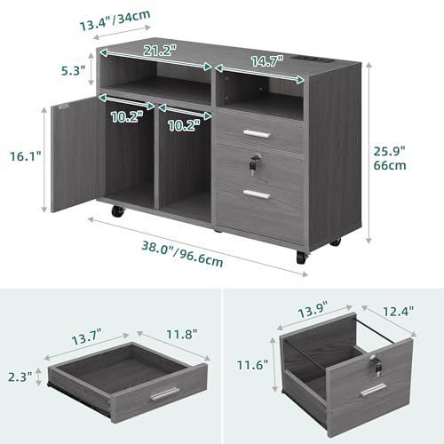 YITAHOME Wood File Cabinet With LED Light - Image 3