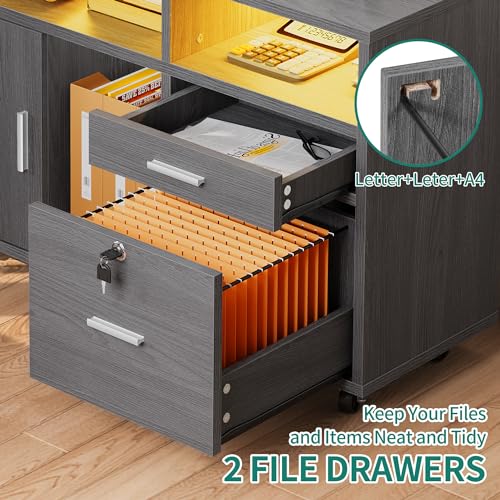 YITAHOME Wood File Cabinet With LED Light - Image 5