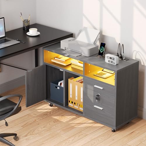 YITAHOME Wood File Cabinet With LED Light - Image 2