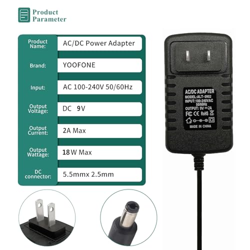 YOOFONE AC Adapter 9V 2A Power Supply - Image 2