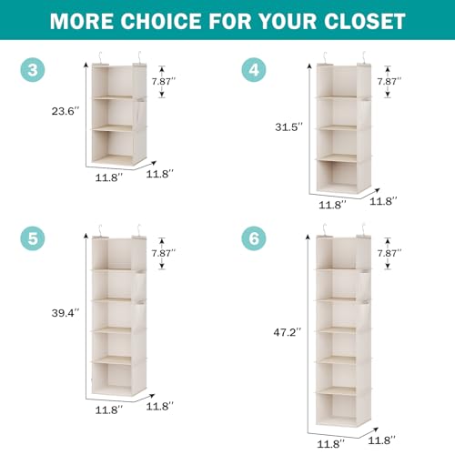 YOUDENOVA 5-Shelf Beige Hanging Closet Organizer - Image 3