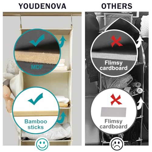 YOUDENOVA 5-Shelf Beige Hanging Closet Organizer - Image 4