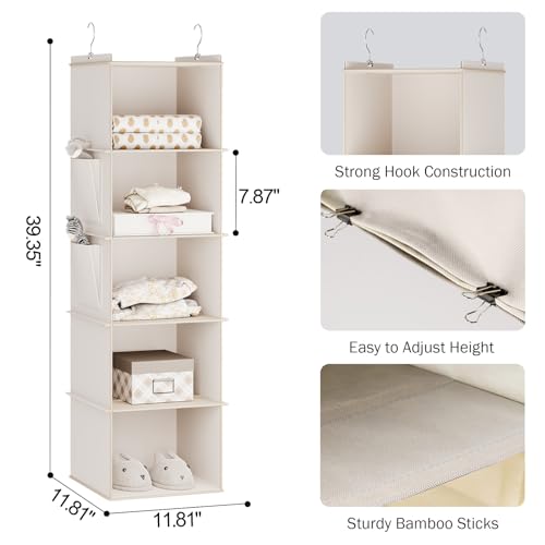 YOUDENOVA 5-Shelf Beige Hanging Closet Organizer - Image 5