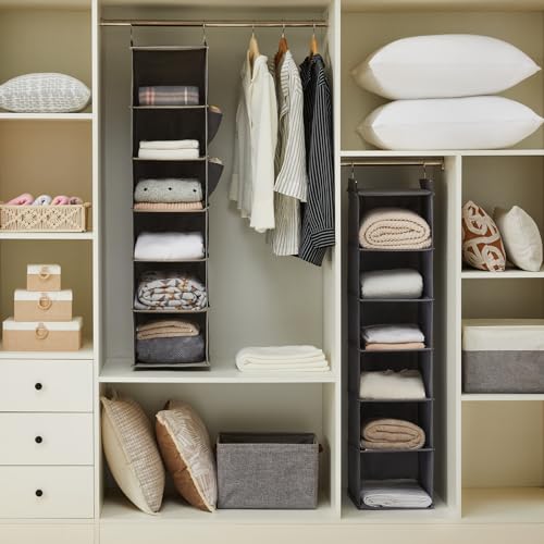 YOUDENOVA 6-Shelf Hanging Closet Organizer, Grey - Image 2